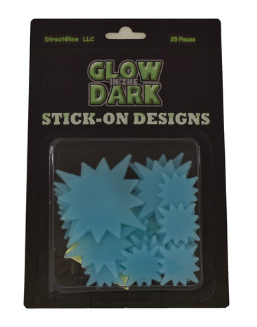 25 Piece Glow in The Dark Aqua Star Bursts Wall Ceiling Decor